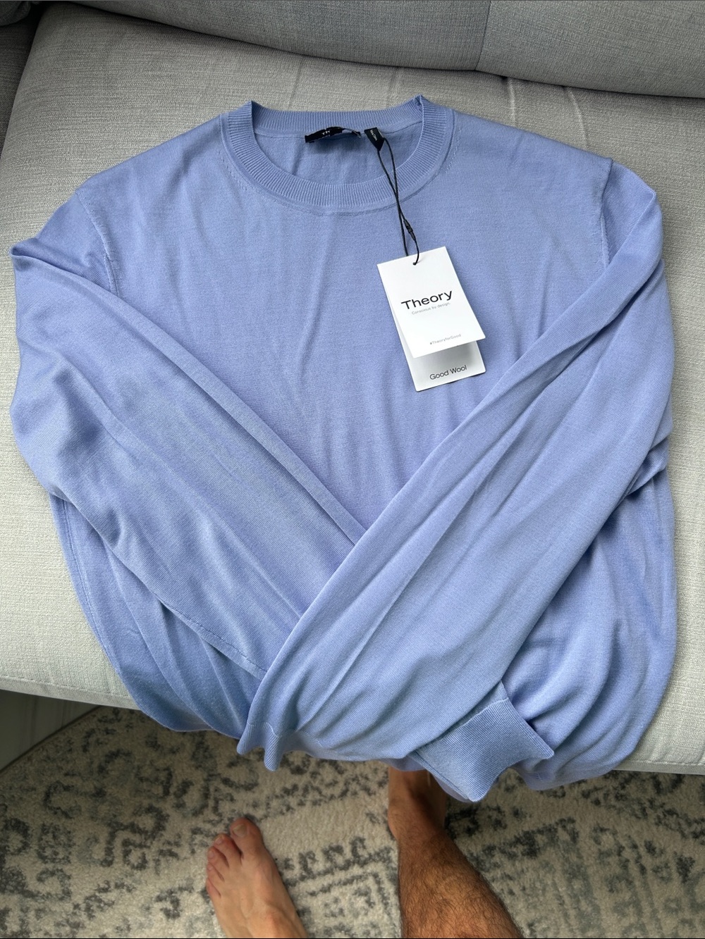 Theory Pastel Lavender Lightweight Crewneck